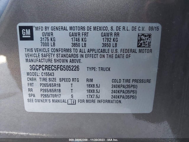 Chevrolet Silverado 1500 2lt 2015 3GCPCREC5FG505226 Image 9