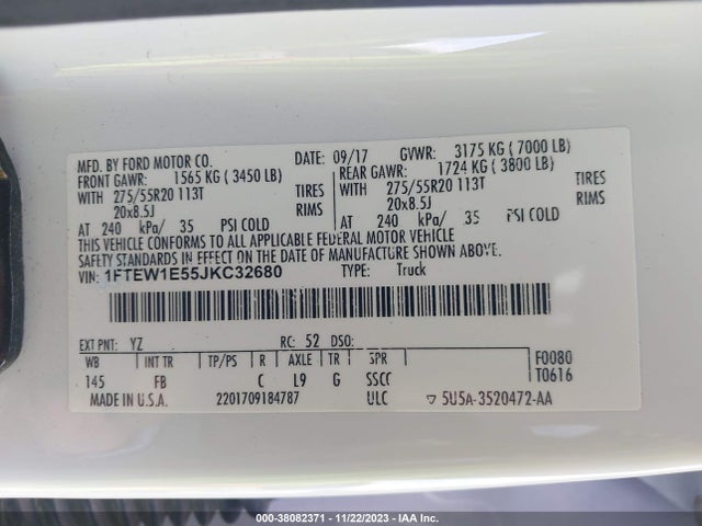 1FTEW1E55JKC32680 Ford F-150 Xlt