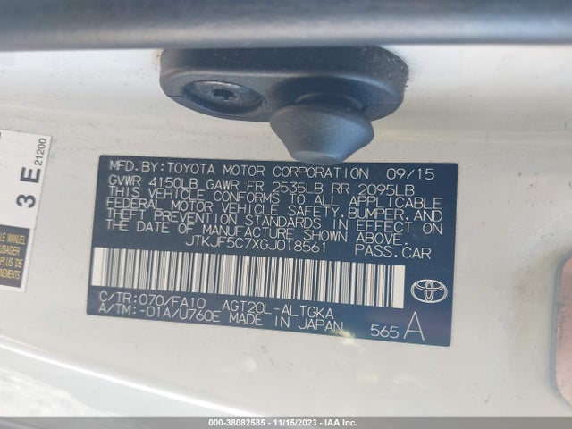 38082585 :رقم المزاد ، JTKJF5C7XGJ018561 vin ، 2016 Scion Tc مزاد بيع