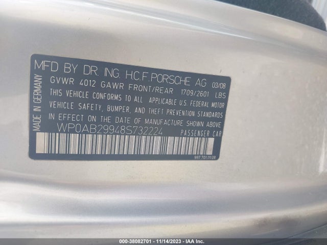 2008 PORSCHE 911 WP0AB29948S732224 Photo 8