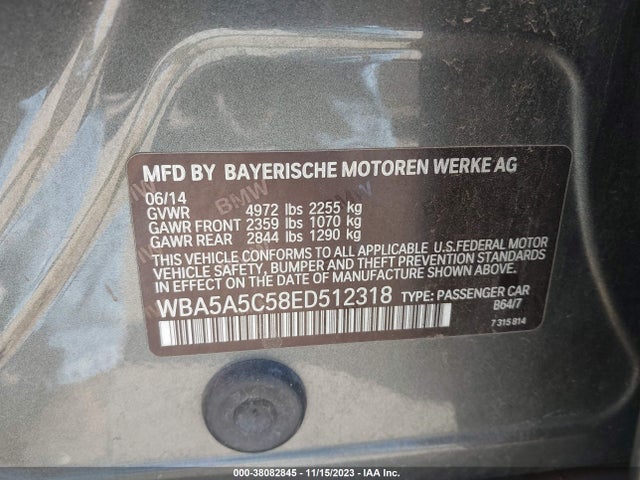 BMW 528I 2014 WBA5A5C58ED512318 Image 9