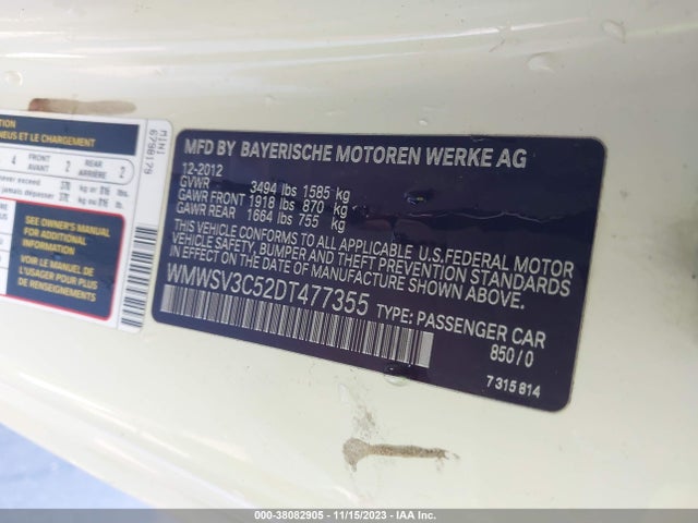 2013 MINI HARDTOP WMWSV3C52DT477355 Photo 8