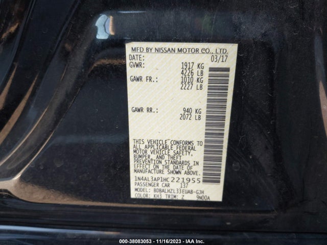 Nissan Altima 2.5 Sr 2017 1N4AL3AP1HC221955 Image 9