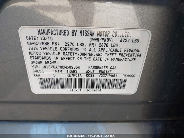 2011 INFINITI G37 SEDAN JN1CV6AP8BM502654 Photo 8