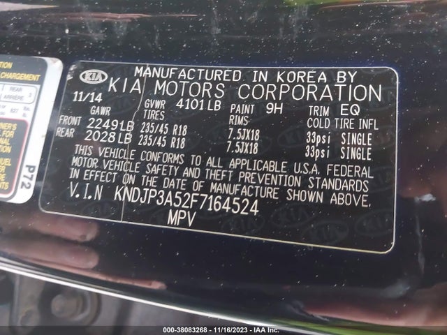 KIA SOUL + 2015 KNDJP3A52F7164524 Image 9