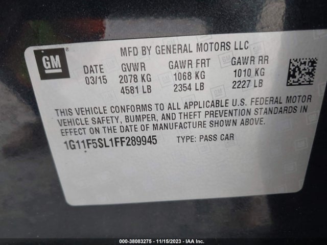 Chevrolet Malibu 1lz 2015 1G11F5SL1FF289945 Image 9
