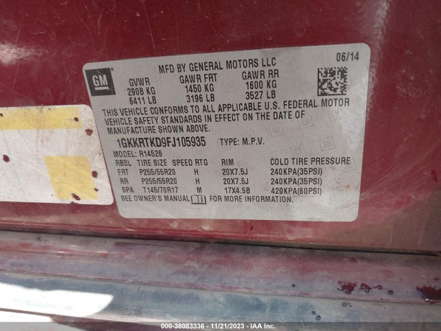 1GKKRTKD9FJ105935 GMC Acadia Denali