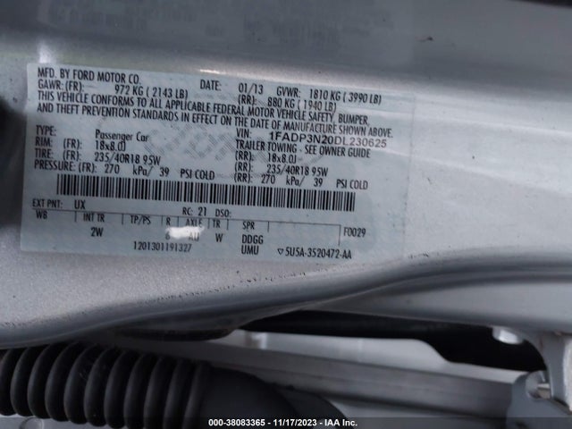 2013 FORD FOCUS TITANIUM VIN: 1FADP3N20DL230625