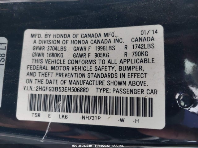 Honda Civic Lx 2014 2HGFG3B53EH506880 Image 9