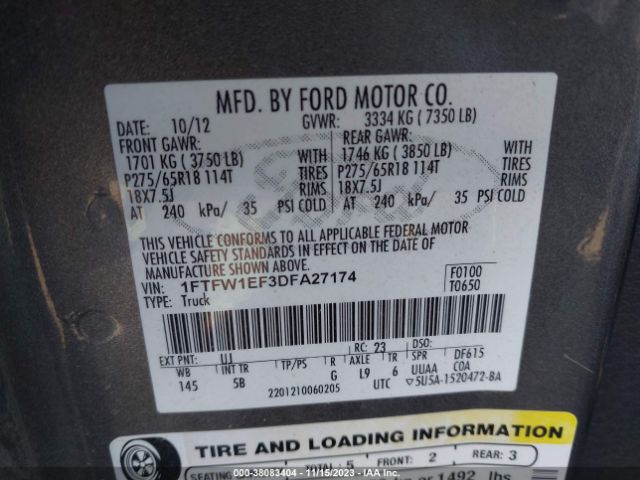 2013 FORD F-150 1FTFW1EF3DFA27174 Photo 8