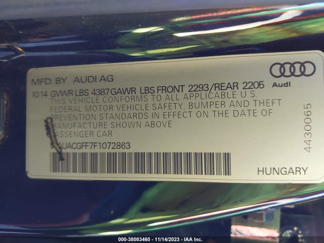 WAUACGFF7F1072863 Audi A3 1.8t Premium
