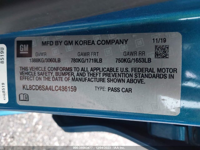 Chevrolet Spark Fwd 1lt Automatic 2020 KL8CD6SA4LC436159 Image 9