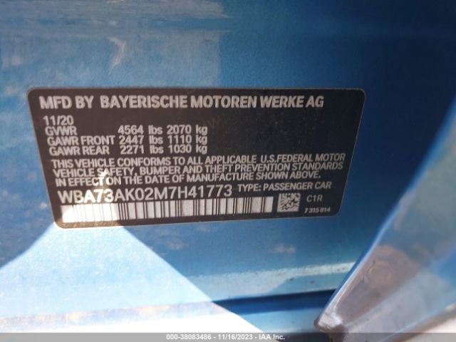 WBA73AK02M7H41773 BMW 2 Series 228i Xdrive