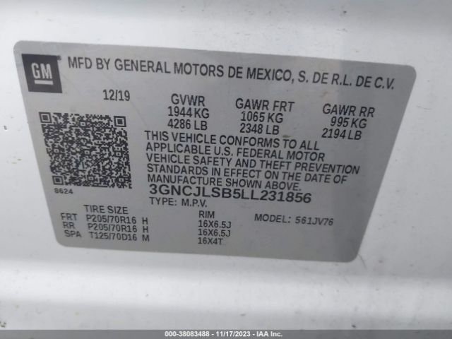 2020 CHEVROLET TRAX 3GNCJLSB5LL231856 Photo 8