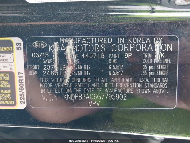 Продажа на аукционе авто 2016 Kia Sportage Lx, vin: KNDPB3AC6G7795902, номер лота: 38083512