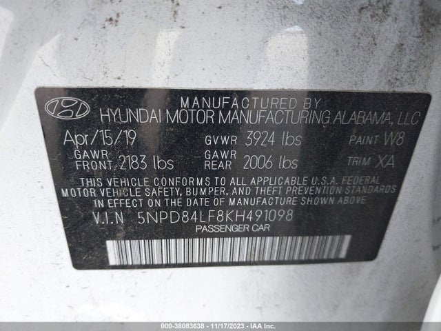 Hyundai ELANTRA SEL 2019 5NPD84LF8KH491098 Image 9