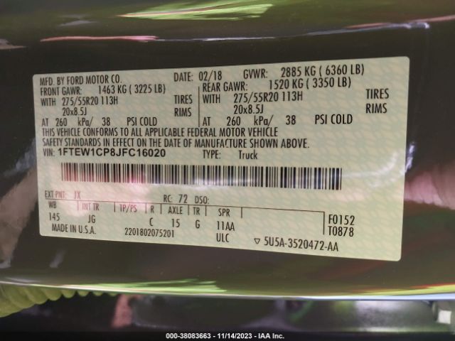 1FTEW1CP8JFC16020 Ford F-150 Xl/xlt/lariat