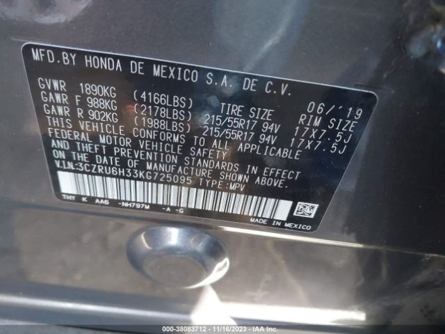 3CZRU6H33KG725095 Honda HR-V LX