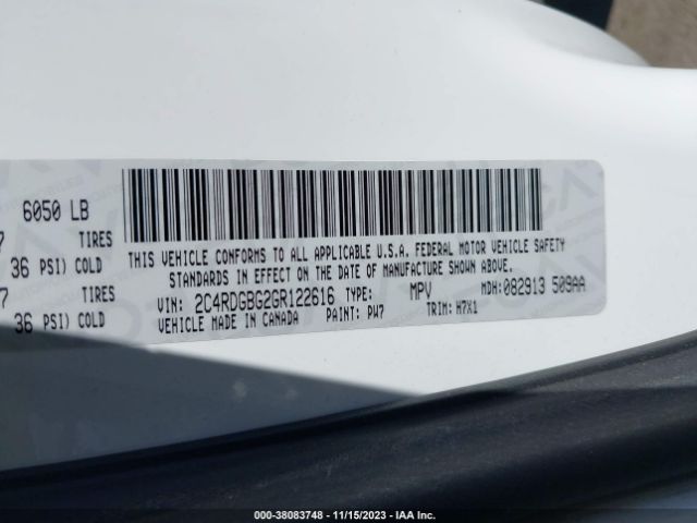 2C4RDGBG2GR122616 Dodge Grand Caravan Se