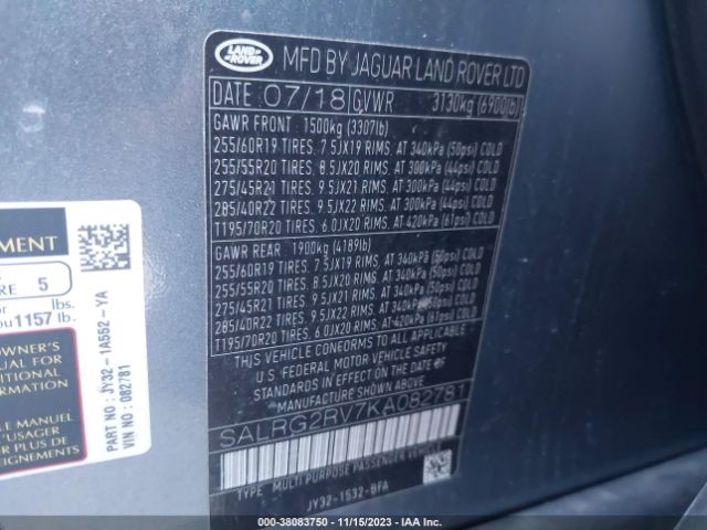 SALRG2RV7KA082781 Land Rover Discovery Se