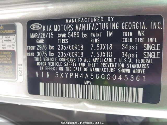KIA Sorento 3.3l Ex 2016 5XYPH4A56GG045361 Image 9