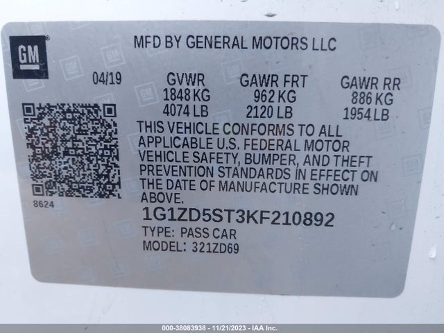 Chevrolet MALIBU LT 2019 1G1ZD5ST3KF210892 Image 9