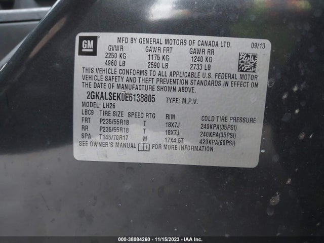 2014 GMC TERRAIN SLT-1 VIN: 2GKALSEK0E6138805