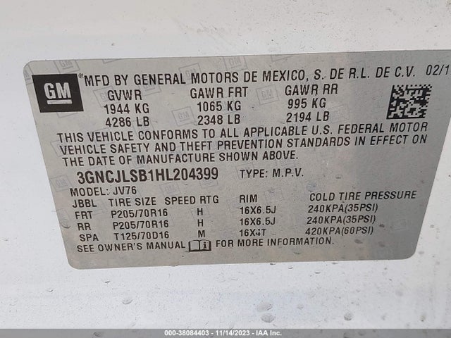 Chevrolet Trax Lt 2017 3GNCJLSB1HL204399 Image 9