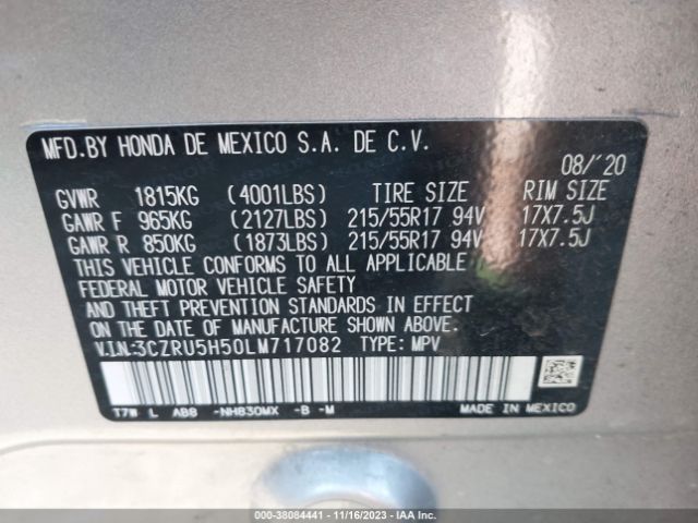 3CZRU5H50LM717082 Honda Hr-v 2wd Ex