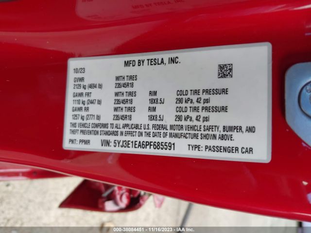 5YJ3E1EA6PF685591 Tesla Model 3 Rear-wheel Drive