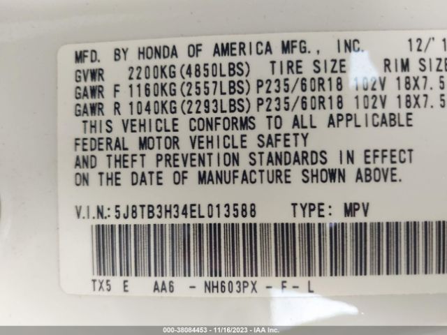 5J8TB3H34EL013588 Acura RDX