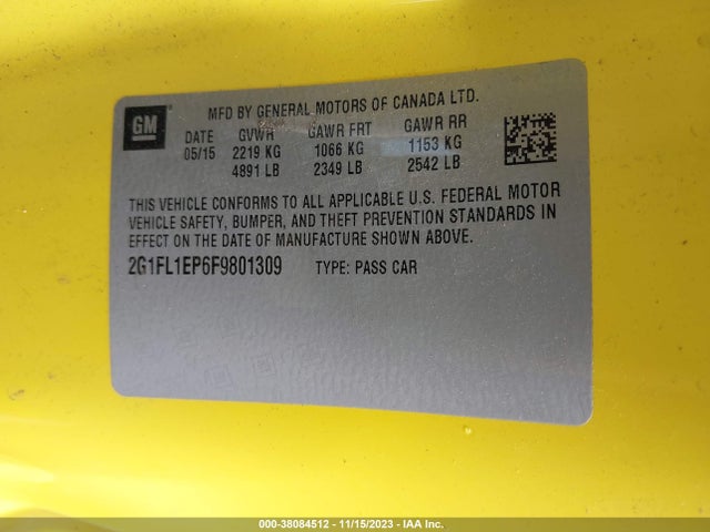 Chevrolet CAMARO ZL1 2015 2G1FL1EP6F9801309 Image 9
