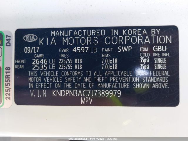 KNDPN3AC7J7389979 KIA Sportage Ex