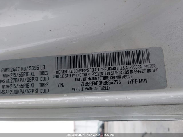 ZFBERFAB9H6E54275 RAM Promaster City Tradesman