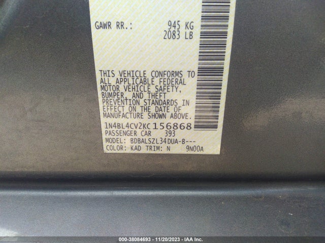 Nissan Altima 2.5 Sr 2019 1N4BL4CV2KC156868 Image 9