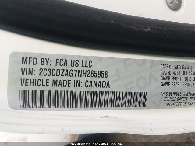 Dodge Challenger Sxt 2022 2C3CDZAG7NH265958 Image 9