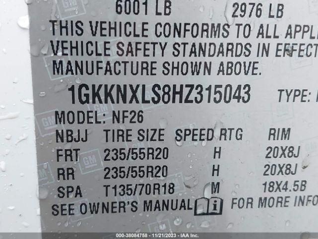 1GKKNXLS8HZ315043 GMC Acadia Denali