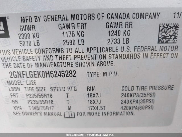 Chevrolet Equinox Premier 2017 2GNFLGEK0H6245282 Image 9