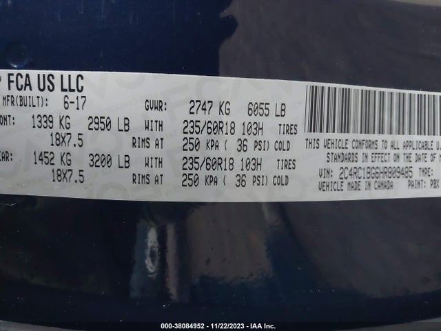 2C4RC1BG6HR809485 Chrysler Pacifica Touring-l