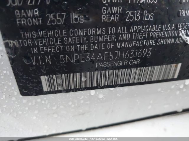 5NPE34AF5JH631693 Hyundai SONATA SEL