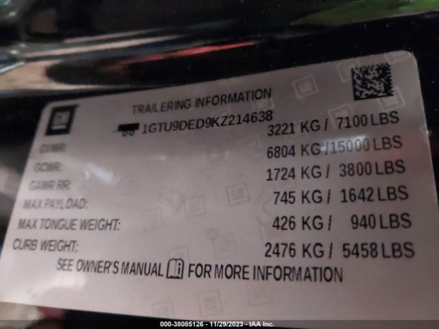 1GTU9DED9KZ214638 GMC Sierra 1500 Slt
