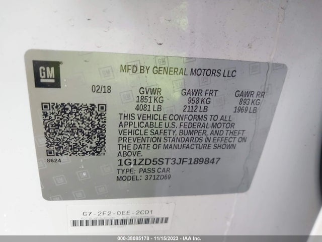 Chevrolet MALIBU LT 2018 1G1ZD5ST3JF189847 Image 9