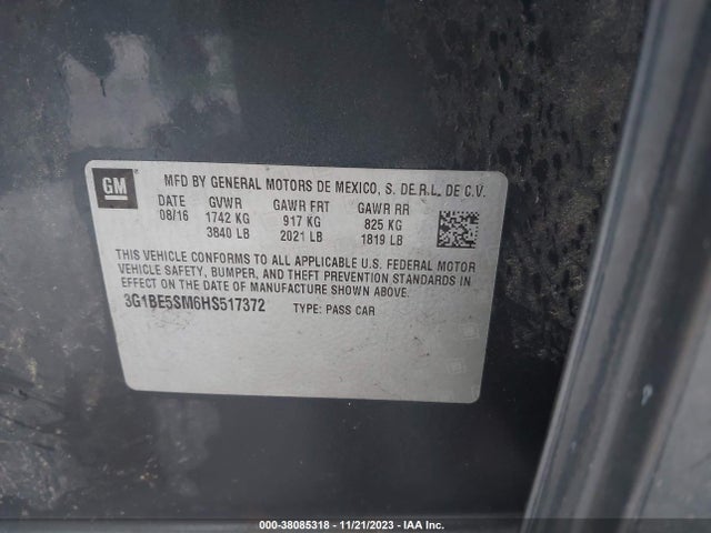 Chevrolet Cruze Lt Auto 2017 3G1BE5SM6HS517372 Image 9