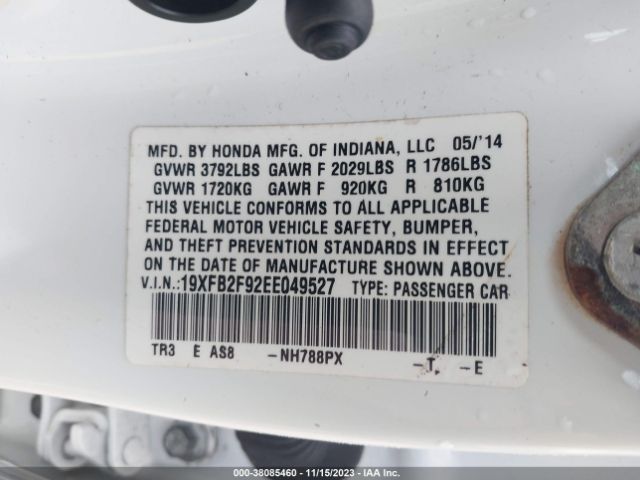 19XFB2F92EE049527 Honda Civic Ex-l