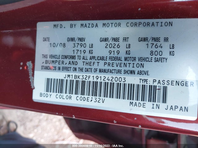 2009 MAZDA MAZDA3 I SPORT VIN: JM1BK32F191242003