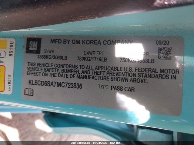 Chevrolet Spark Fwd 1lt Automatic 2021 KL8CD6SA7MC723836 Image 9