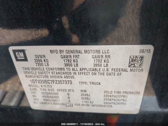 1GTV2VEC7FZ357373 GMC Sierra 1500 Slt