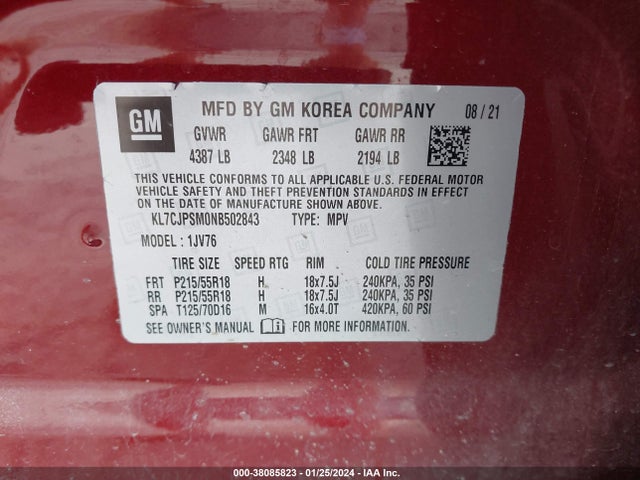 Chevrolet Trax Awd Lt 2022 KL7CJPSM0NB502843 Image 9