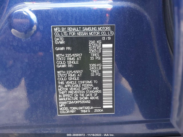 Nissan ROGUE SV 2019 KNMAT2MV0KP535482 Image 9
