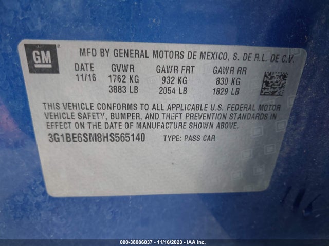 Chevrolet Cruze Lt Auto 2017 3G1BE6SM8HS565140 Image 9